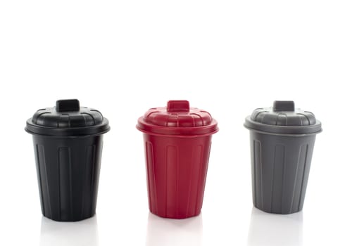 containers in red black and gray for seperated waste