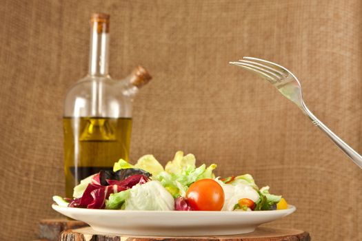 salad on hessian