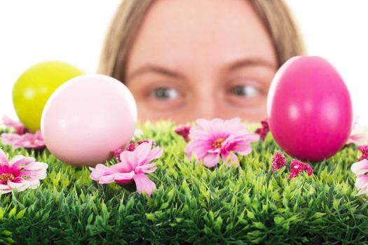 Girl finding some easter eggs