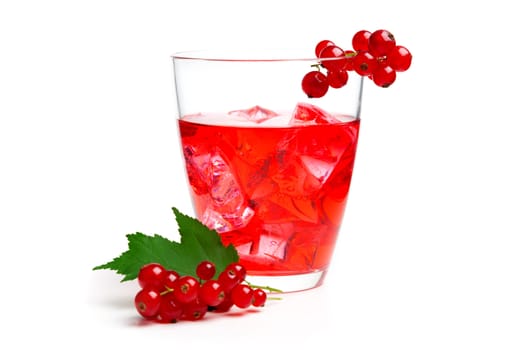 Berries Cocktail with ice and berry, isolated on white background