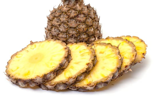 Slice Ripe Pineapple Fruit,  closeup on white background