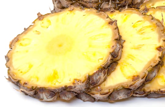 Slice Ripe Pineapple Fruit,  closeup on white background