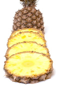 Slice Ripe Pineapple Fruit,  closeup on white background