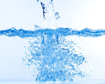 Stream of Water Falling into the Water, closeup