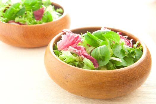 Two bowls of fresh salad