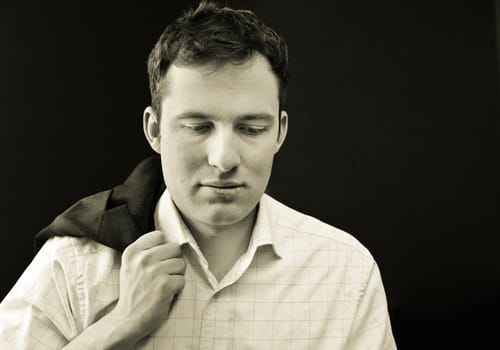 monochrome portrait of young business man