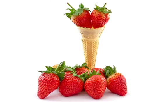 strawberries and a wafer cone