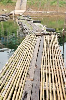 bamboo way at Sangkhlaburi in Khanchanaburi, Thailand