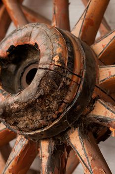 antique wooden cart wheel