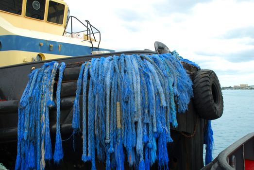 stock pictures of ropes used in ships for protection