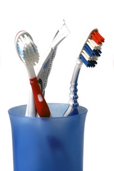 toothbrushes on white zone