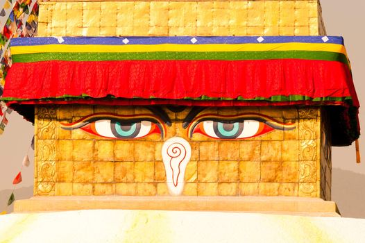 Buddha eyes on Shree Boudhanath Kathmandu Nepal