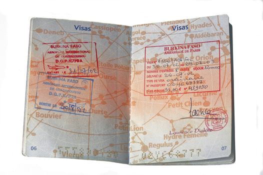 European passport and visa of Burkina Faso