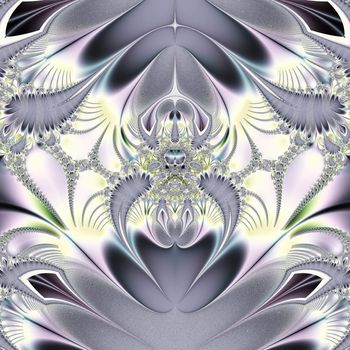 Elegant fractal design, abstract art, purple leaves
