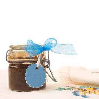 jam jar with blank label for text and white space