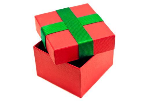 Isolated red green present box