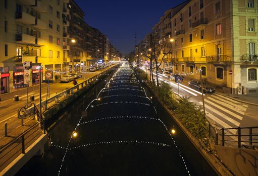 Inauguration of Christmas lights installation in Milano, Italy.