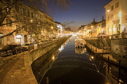 Inauguration of Christmas lights installation in Milano, Italy.