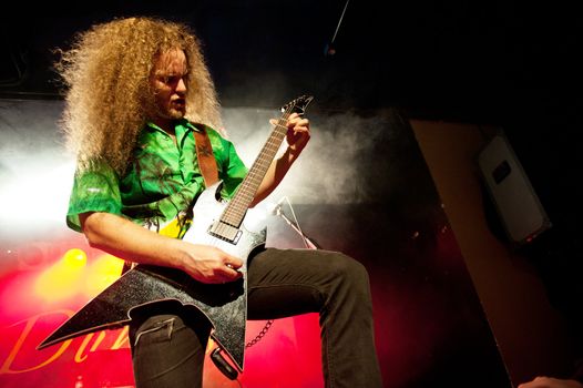 CANARY ISLANDS – DECEMBER 3: Guitarist Damage Karlsen, from the Norwegian band Breed, performing onstage during Hard & Heavy Meeting December 3, 2011 in Canary islands,Spain
