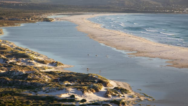 Part of Long Beach, with a section of Kommetjie in the background, Cape Peninsula, South Africa.