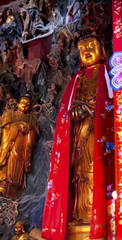 Tall Buddha Statue Jade Buddha Temple Jufo Si Shanghai China Most famous buddhist temple in Shanghai