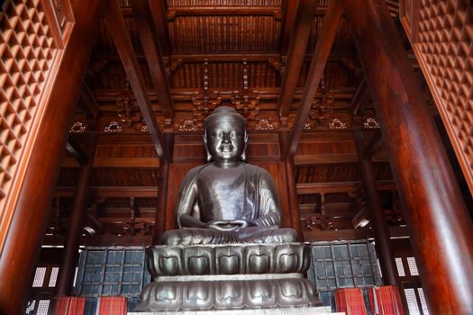 Silver Buddha in Wooden Hall Jing An Tranquility Temple Shanghai China Richest Buddhist temple in Shanghai