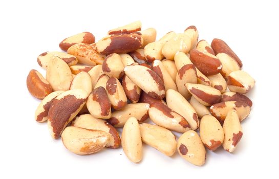 Heap Brazil Nuts on white background