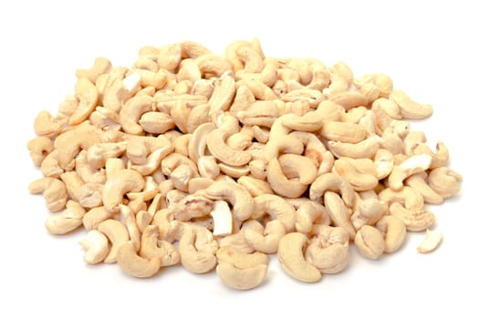 Heap Ripe Cashew Nuts on white background