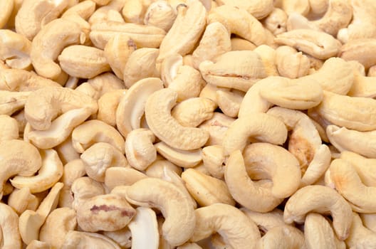 Heap Ripe Cashew Nuts closeup