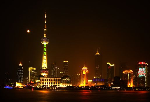 Shanghai China Cityscape at Night Pudong TV Tower and Skyline

Trademarks removed.