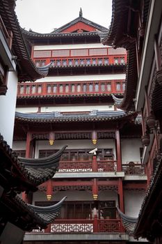 Old Shanghai Houses Ornate Red Roofs Yuyuan Garden China