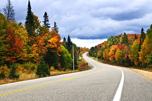 Fall scenic highway in northern Ontario, Canada