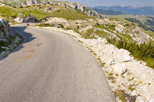 Hairpin road in Durmitor National park in Montenegro