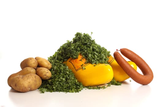 Healthy fresh borecole in a typical Dutch setting