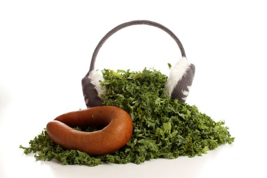 Healthy fresh borecole in a typical Dutch setting
