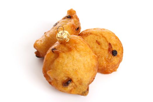Dutch donuts called oliebollen camouflaged as Christmas balls