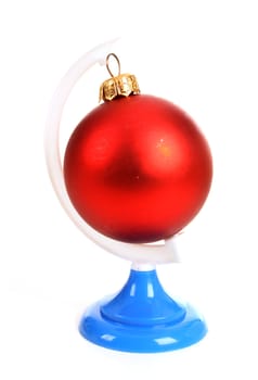 Christmas ball as a globe on a white background