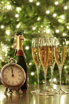 Glasses of champagne for the countdown to New Years