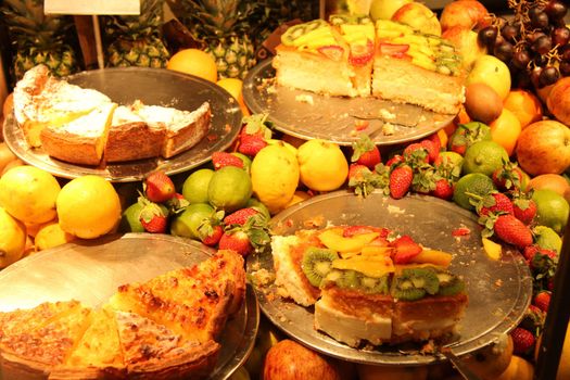 Fruit cake in a self service buffet style restaurant