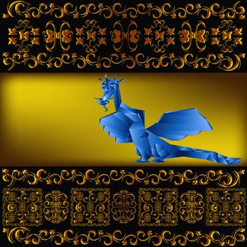 Dark blue fantastic dragon a symbol 2012 new years