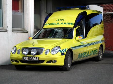 Norwegian Ambulance.
Outside hospital in Larvik, Vestfold, Norway. - 2007.