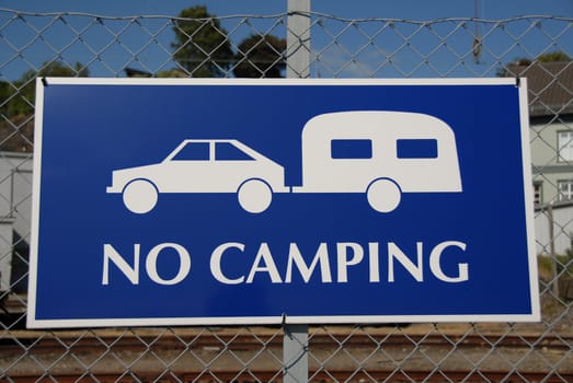 Norwegian sign with text: No Camping. Norway 2008.