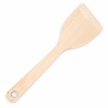 Kitchen wooden shovel on a white background