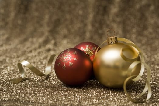 Christmas balls. Space for copy. Shallow depth of field, aRGB.