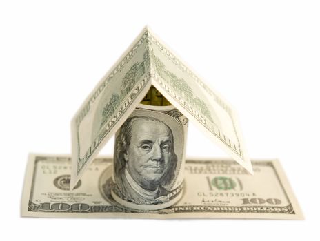 dollar house on a white background
