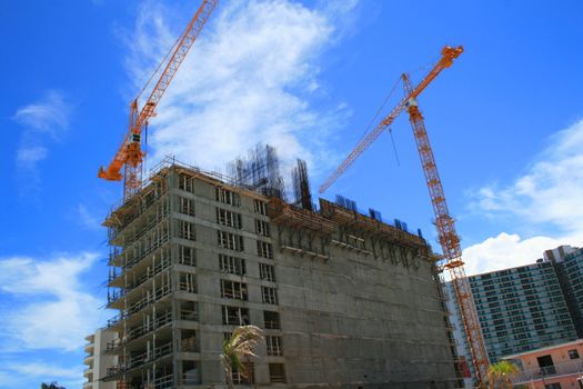 Close up of the buildings under construction.
