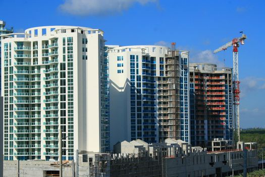 Close up of the buildings under construction.
