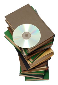 information carrier progress - one cd disc instead stack of books