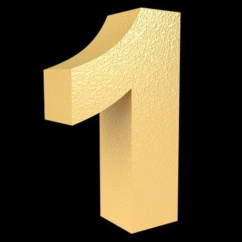 gold number one on a black background