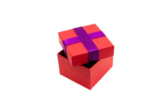 Isolated red purple opened present box